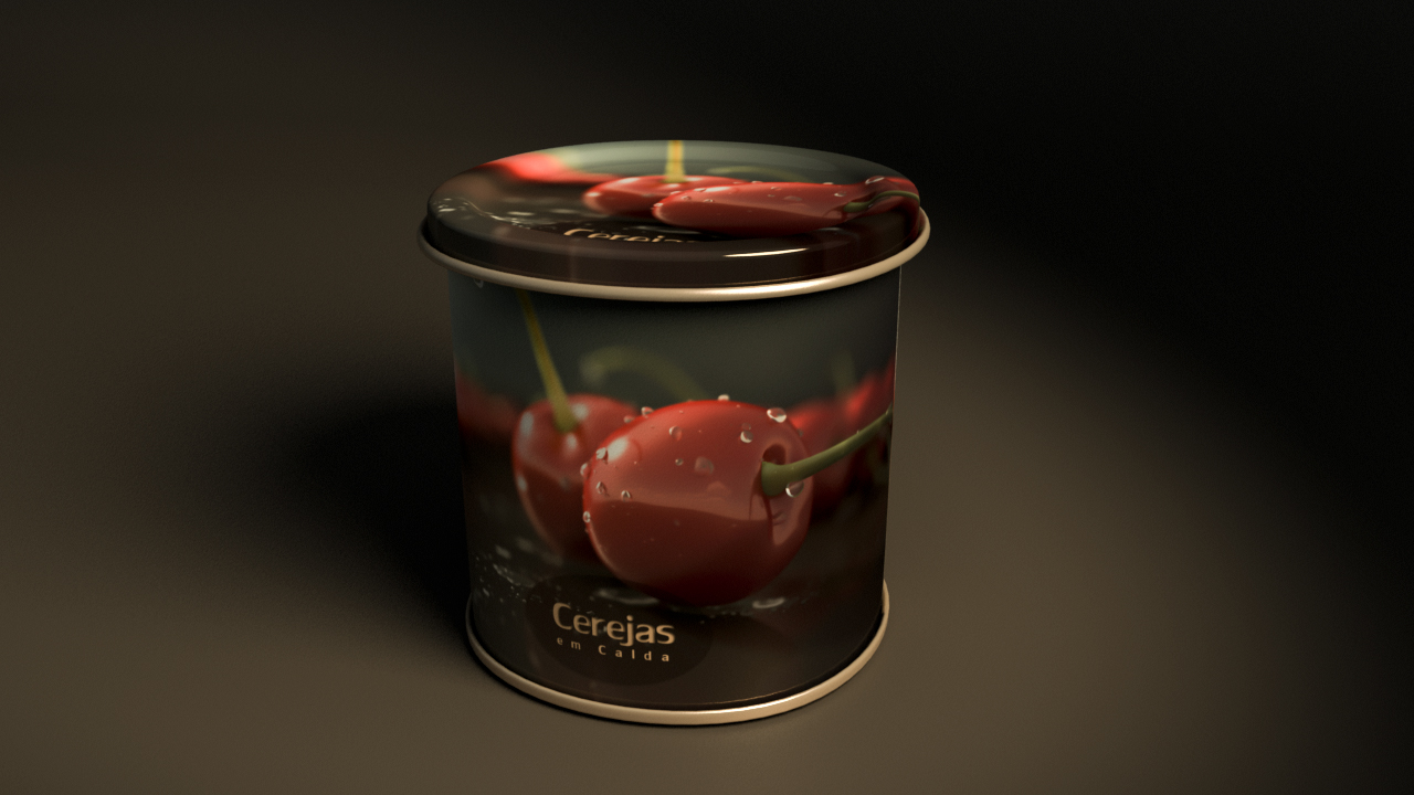 Lata de Cerejas em Calda  - 3D para Publicidade